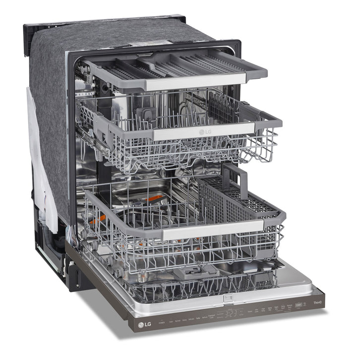 LG 24\" 44 dBA Built-In Top-Control Smart Dishwasher with QuadWash®Pro  - Smudge Proof Black Stainless Steel - LDPS6762D