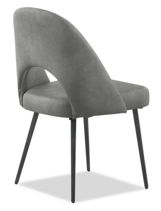Kort & Co. Bay Dining Chair with Vegan Leather Fabric, Metal - Grey