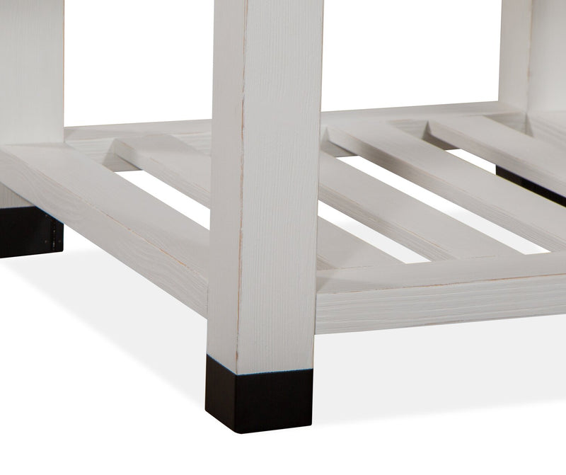 Harper 24\" Modern End Table with Storage and Shelf - White Pine