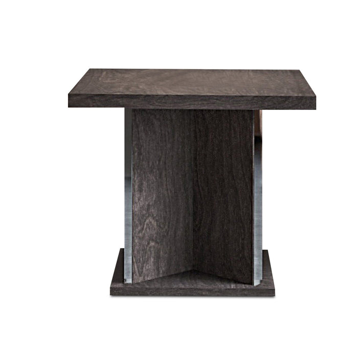Mara 26\" Modern End Table - Dark Grey Wood with Lacquer Finish