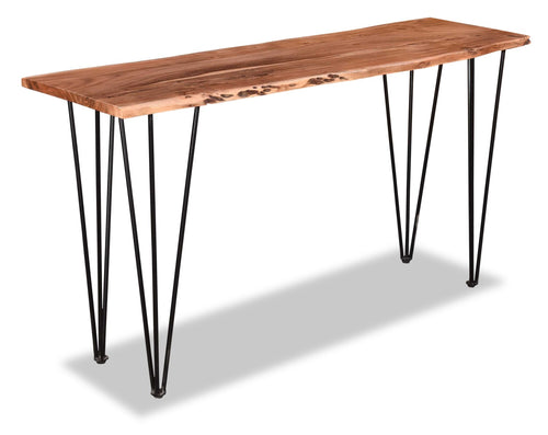 Kaleb 58" Rustic Sofa Table - Brown and Black with Metal Legs