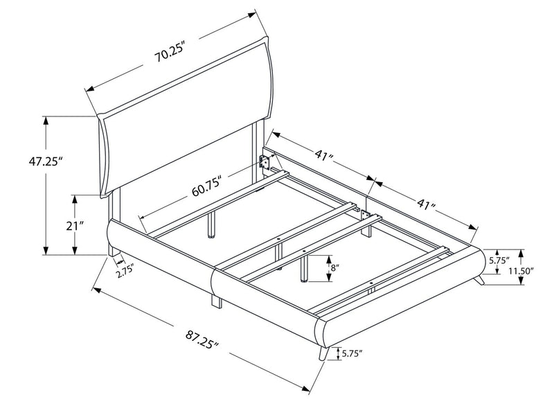 Park Upholstered Bed in White Vegan-Leather Fabric - Queen Size