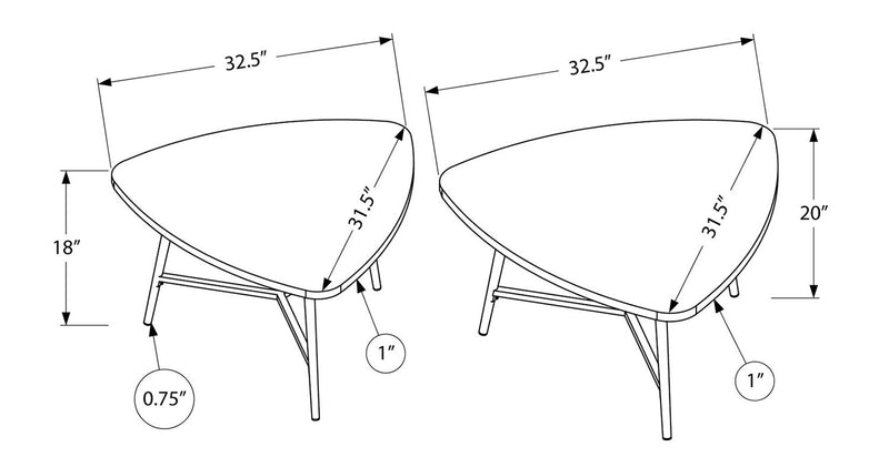 Mason 32.5\" Modern 2-Pack Nesting Coffee Tables - Taupe with Black Metal Legs