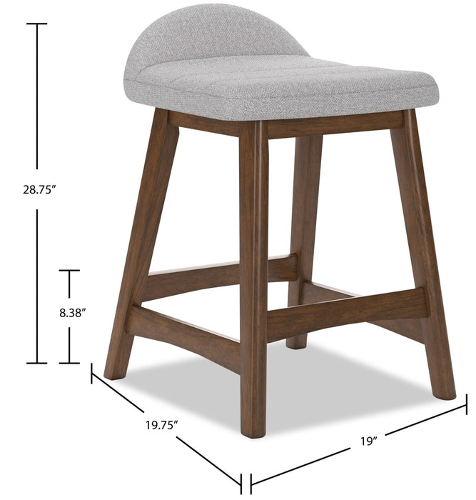 Jovi Counter-Height Stool with Linen-Look Fabric, Wood - Grey