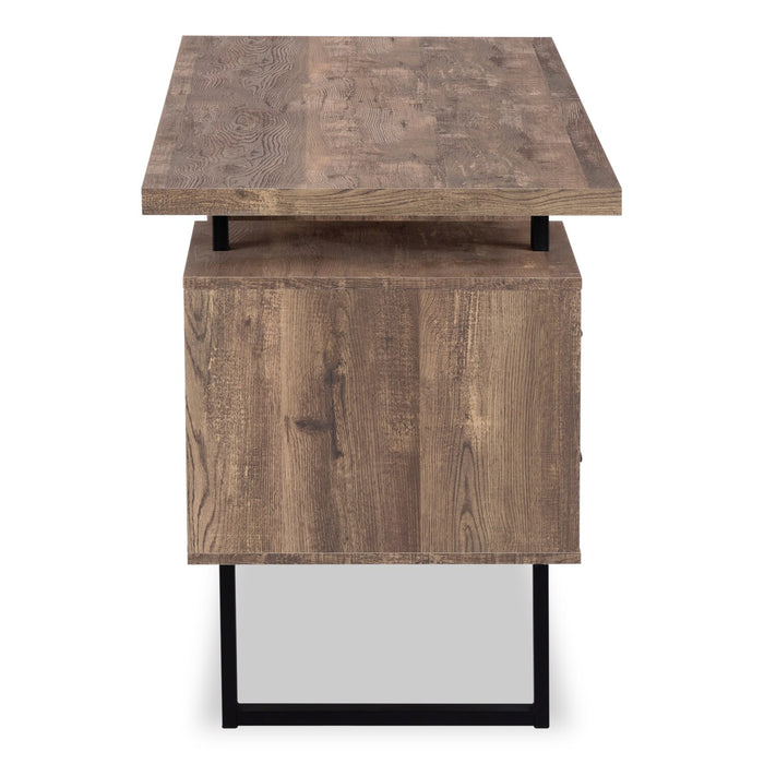 Teagan 60\" Reversible Office Desk with 3-Drawers - Brown