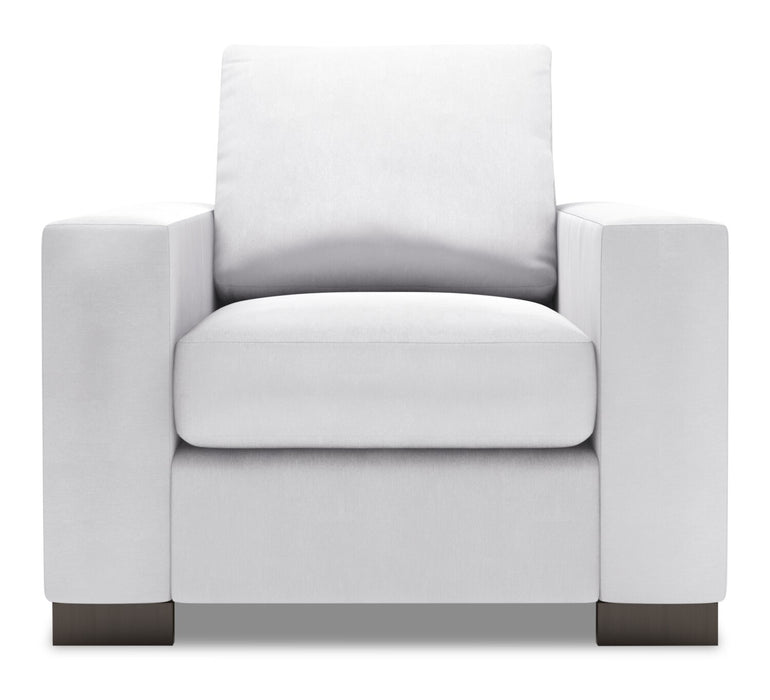 Made in Canada Sofa Lab Customizable Track 38\" Linen-Look Fabric Chair with Track Arms - Pax Ice White