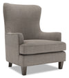Made in Canada Sofa Lab Customizable Wingback 32\" Linen-Look Fabric Accent Chair - Luna Smoke Grey