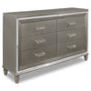 ["Max Bedroom 6-Drawer Dresser, 66\"W x 41\"H, Glam - Silver"]