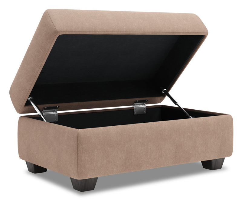 Made in Canada Customizable Sofa Lab The Trunk 39\" Linen-Look Fabric Storage Ottoman - Pax Wicker Brown