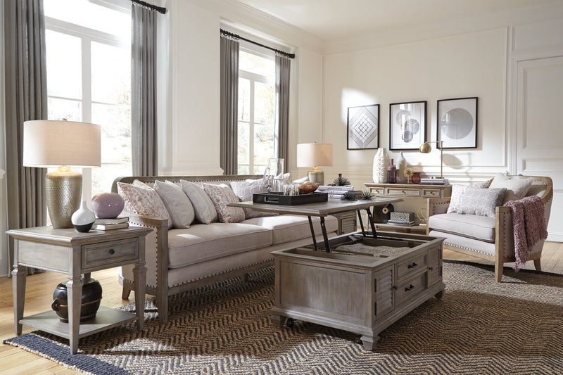 Lancaster 50\" Traditional Lift Top Coffee Table with Storage and Casters - Grey and Bronze Pine