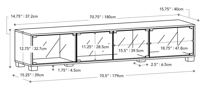 Augustus 84\" Modern TV Stand with Storage and Cable Management for TVs up to 90\"- Black
