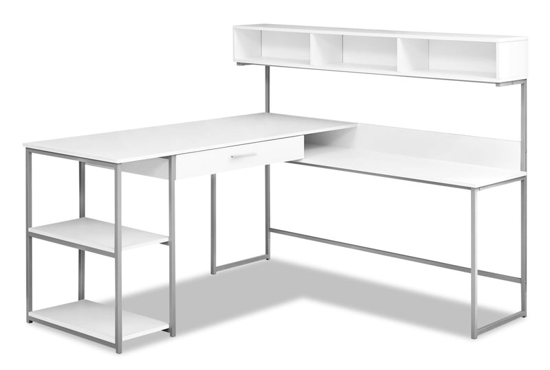 Oaklee 59\" L-Shaped Corner Office Desk with Hutch - White
