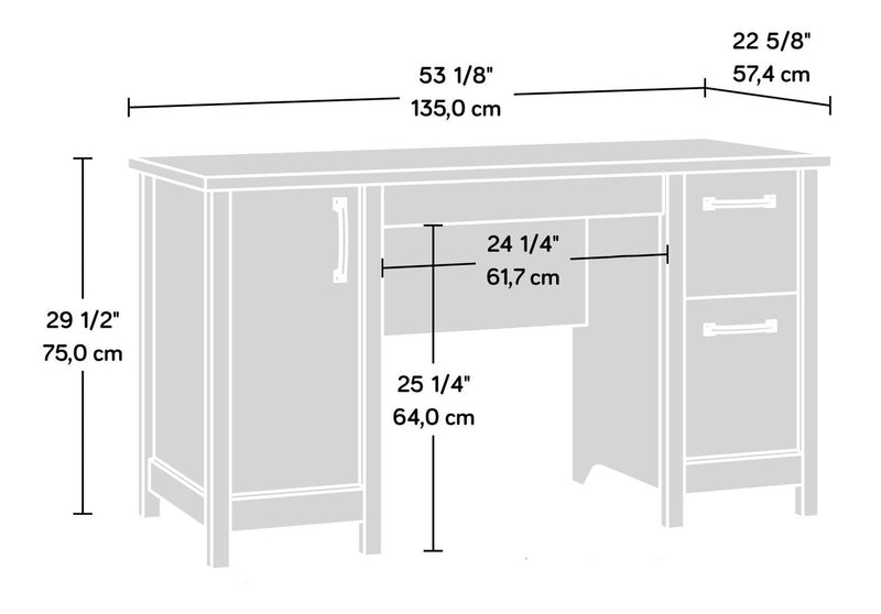 Alfie 53.15\" Office Desk with 2-Drawers & Cabinet- Light Brown
