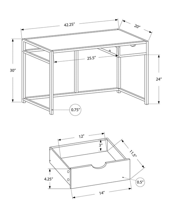 Everly 42.25\" Office Desk with Drawer - White/Silver