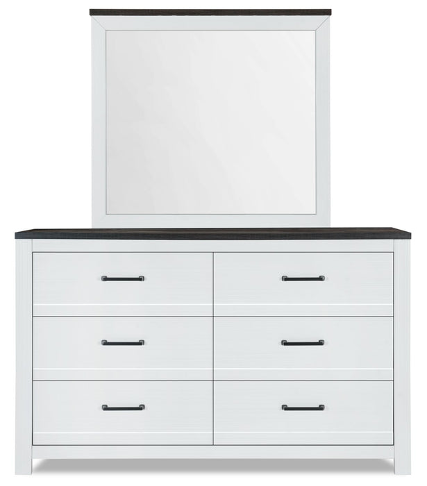 Zoey Bedroom Dresser Mirror - Two-tone White & Brown