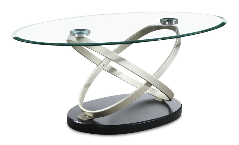 Vikki 48\" Modern Oval Glass Top Coffee Table - Glass with Metal Base