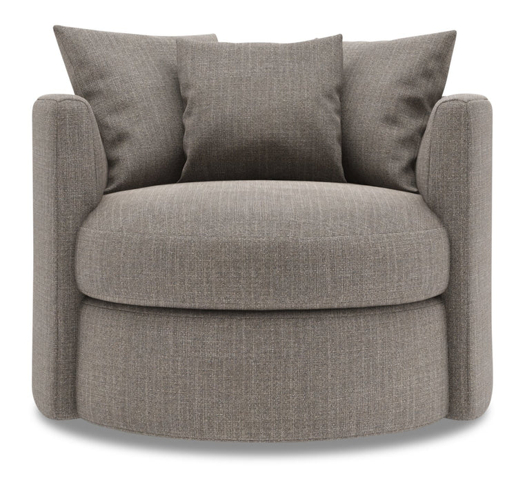 Made in Canada Sofa Lab Customizable Nest 41\" Linen-Look Fabric Swivel Accent Chair - Luna Smoke Grey
