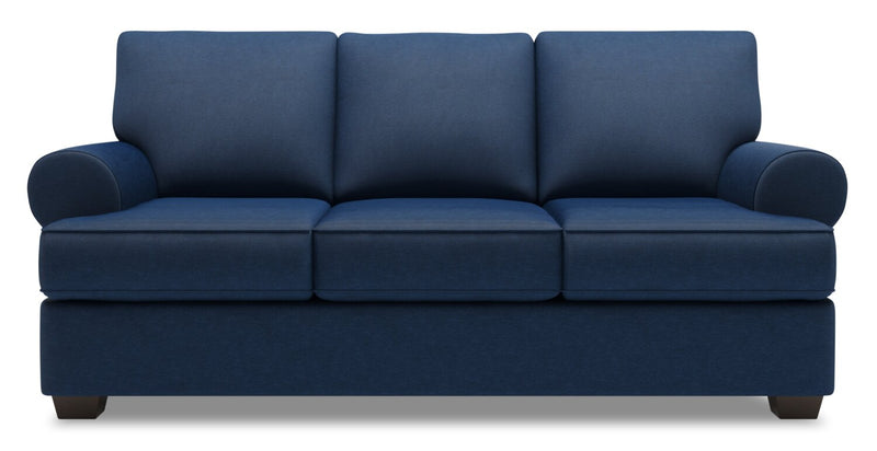 Made in Canada Customizable Sofa Lab Roll 86\" Linen-Look Fabric Sofa Bed with Rolled Arms - Pax Navy Blue