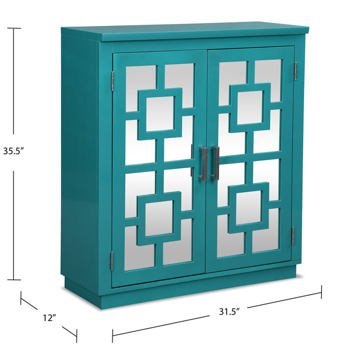 Darci 31.5\" Accent Cabinet with Mirrored Doors - Blue