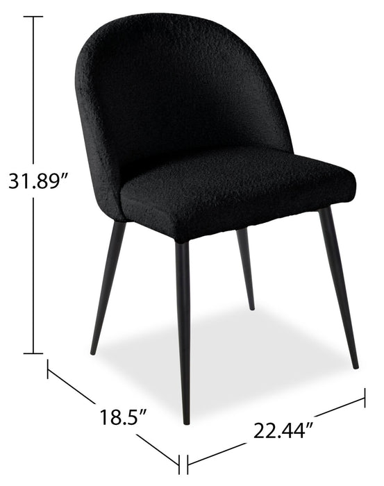 Bali Dining Chair with Boucle Fabric, Metal - Black