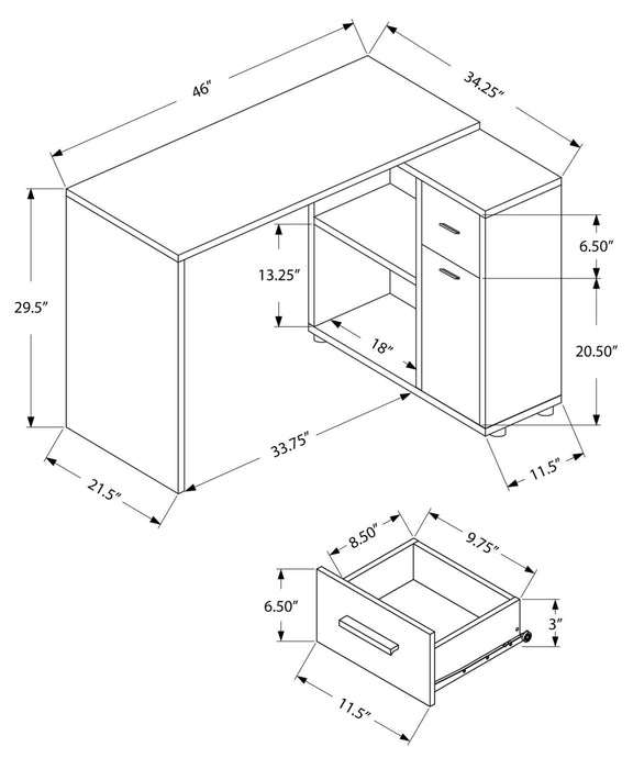 Bristol 46\" L-Shaped Computer Office Desk with Shelves, Drawer & Cabinet - Brown Oak