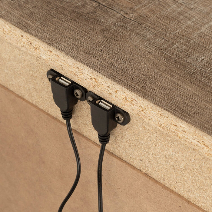 Everley Bedside 2-Drawer Nightstand with USB Ports, 19.5\"W x 22.5\"- Brown