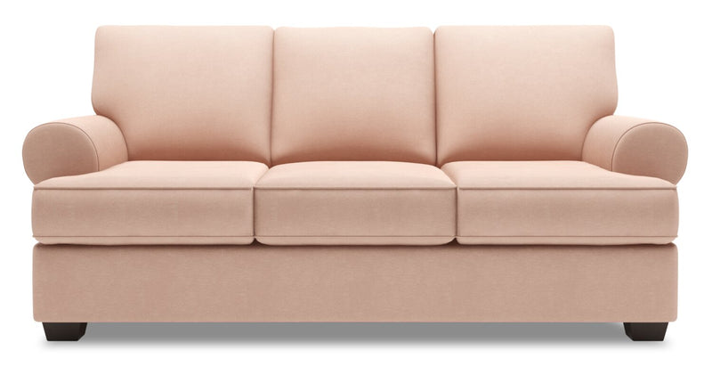 Made in Canada Customizable Sofa Lab Roll 86\" Linen-Look Fabric Sofa with Rolled Arms - Pax Rose Pink