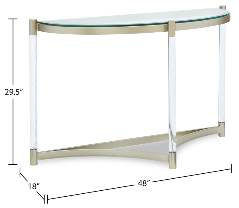Silas  48\" Modern Glass Top Sofa Table - Platinum with Metal and Acrylic