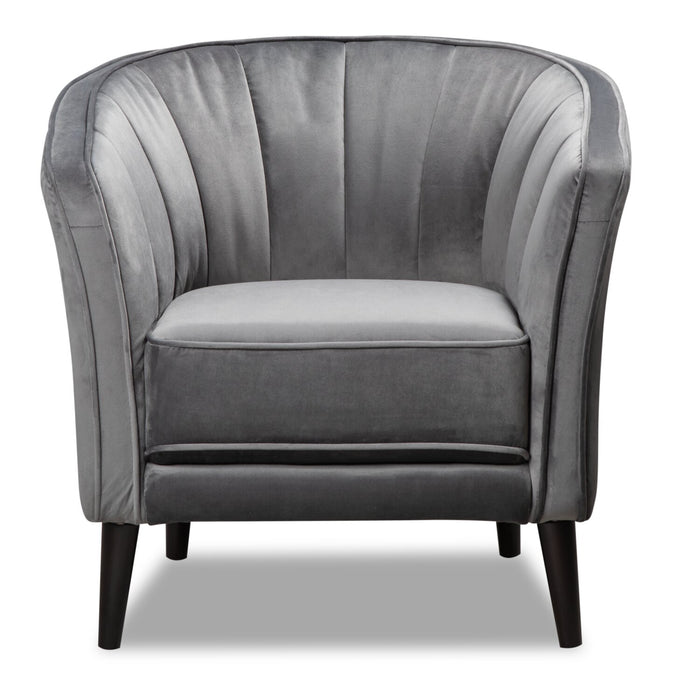 Brinley 29\" Velvet Fabric Accent Chair with Wood Legs - Grey