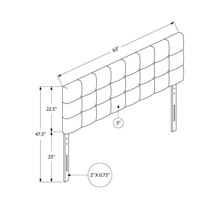 Estel Upholstered Headboard in Brown Vegan Leather Fabric, Button Tufted - Queen Size
