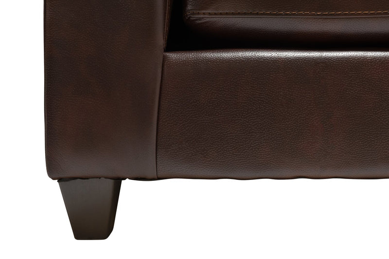 Made in Canada Addison 86\" Leather-Look Fabric Sofa with Removable Seat Cushion and Tufting - Brown