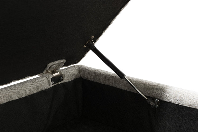 Made in Canada Verona 44\" Linen-Look Fabric Storage Ottoman - Beige