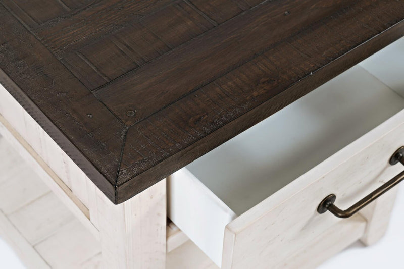 Morgan 24\" Rustic End Table with Storage and Shelf - White with Reclaimed Wood