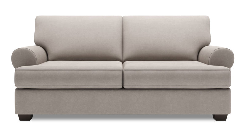 Made in Canada Customizable Sofa Lab Roll 76\" Linen-Look Fabric Condo Size Sofa with Rolled Arms - Pax Slate Grey