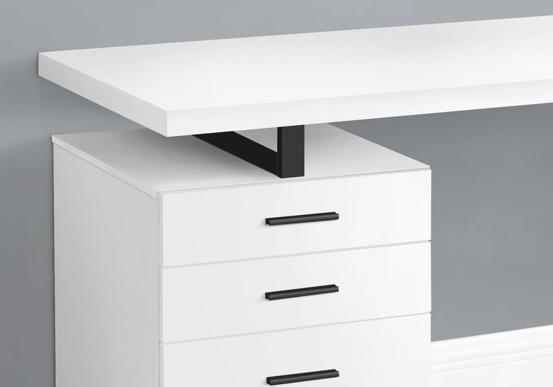 Clayton 47.25\" Reversible Office Desk with 3-Drawers - White