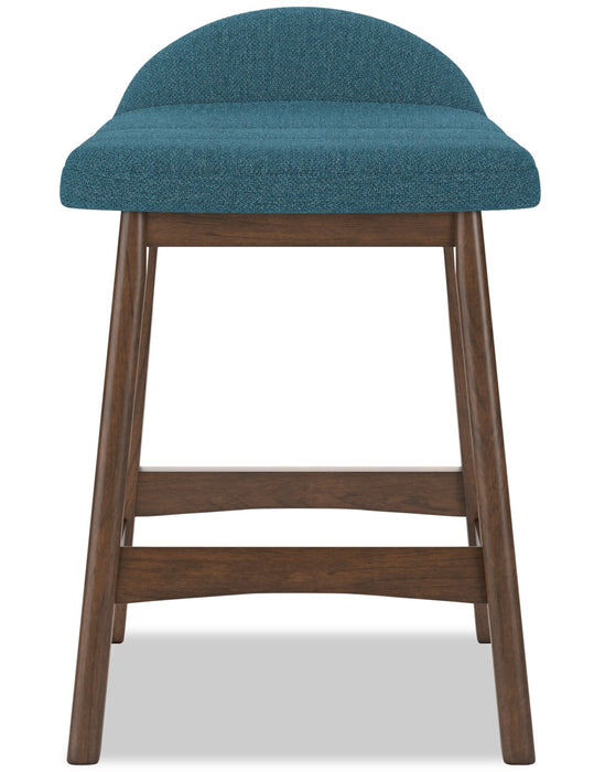 Jovi Counter-Height Stool with Linen-Look Fabric, Wood - Blue