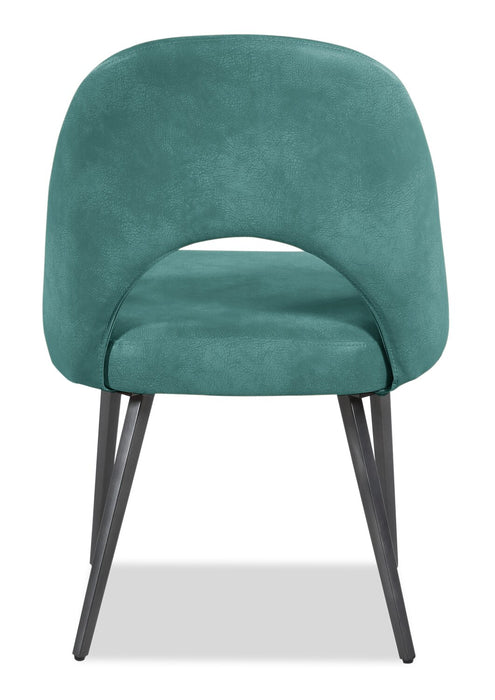 Kort & Co. Bay Dining Chair with Vegan Leather Fabric, Metal - Aqua