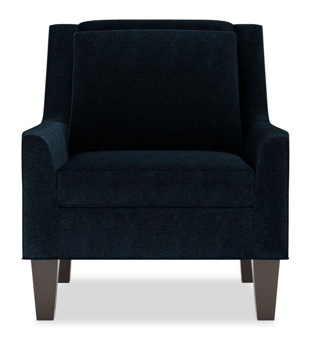 Made in Canada Sofa Lab Customizable Club 29\" Chenille Fabric Accent Chair with Wood Legs - Luxury Indigo Blue