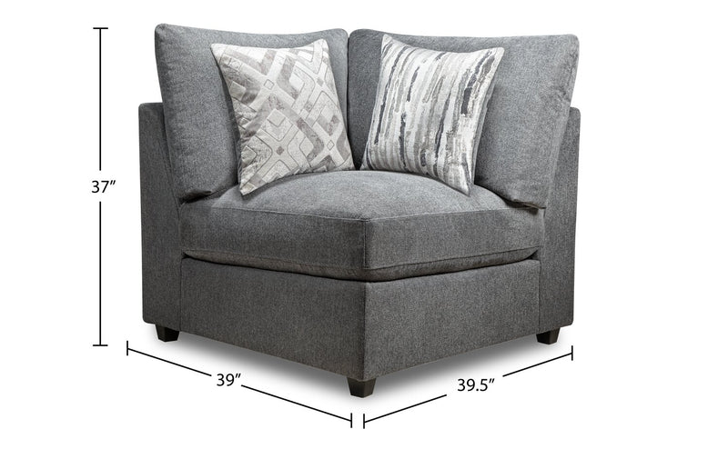 Scott Living Evolve Modular 5-Piece Linen-Look Fabric Armless Sectional with Feather Down Cushions - Charcoal Grey