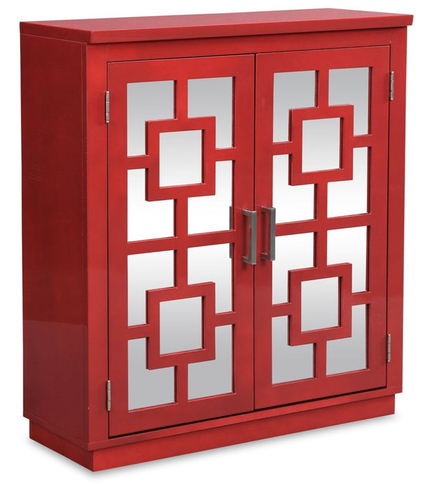 Darci 31.5\" Accent Cabinet with Mirrored Doors - Red