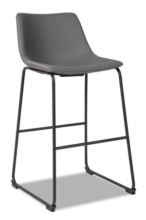 Cole Barstool with Vegan Leather Fabric, Metal - Grey
