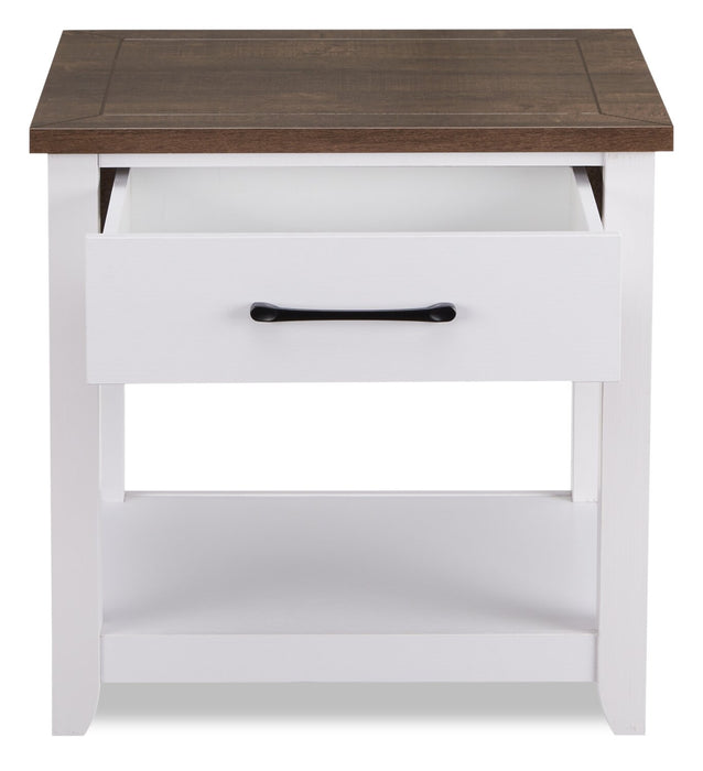 Kort & Co. Logan 22\" Traditional End Table with Storage and Shelf - White and Walnut Oak 
