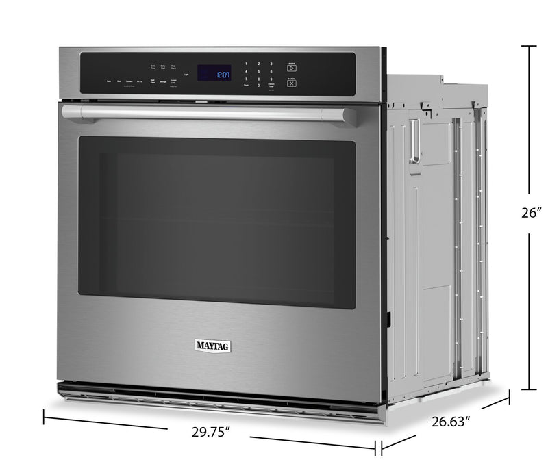 Maytag 30\" 5 Cu. Ft. Electric Single Wall Oven with True Convection - Fingerprint Resistant Stainless Steel - MOES6030LZ
