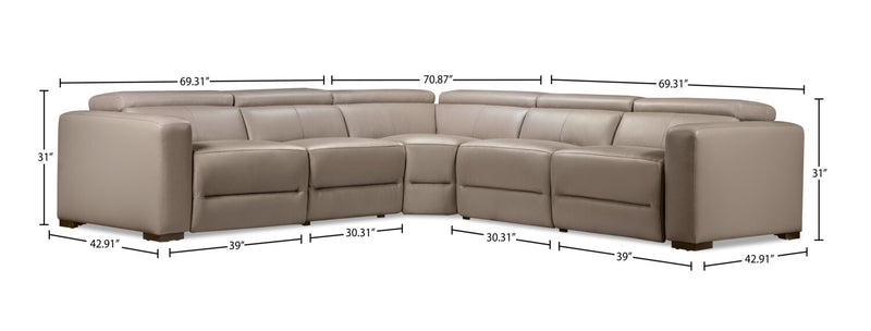 Modella 5-Piece Power Reclining Sectional - Taupe