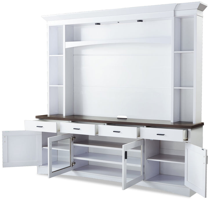 Emry 87.5\" 3-Piece Wall Unit Entertainment Centre with Storage and Cable Management for TVs up to 90\"- White