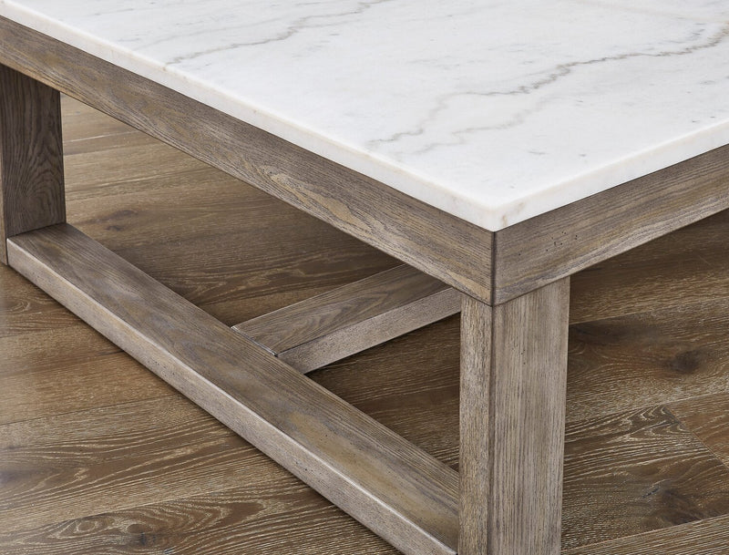 Corsa 56\" Modern Coffee Table - Marble Top with Grey Brown Wood Base