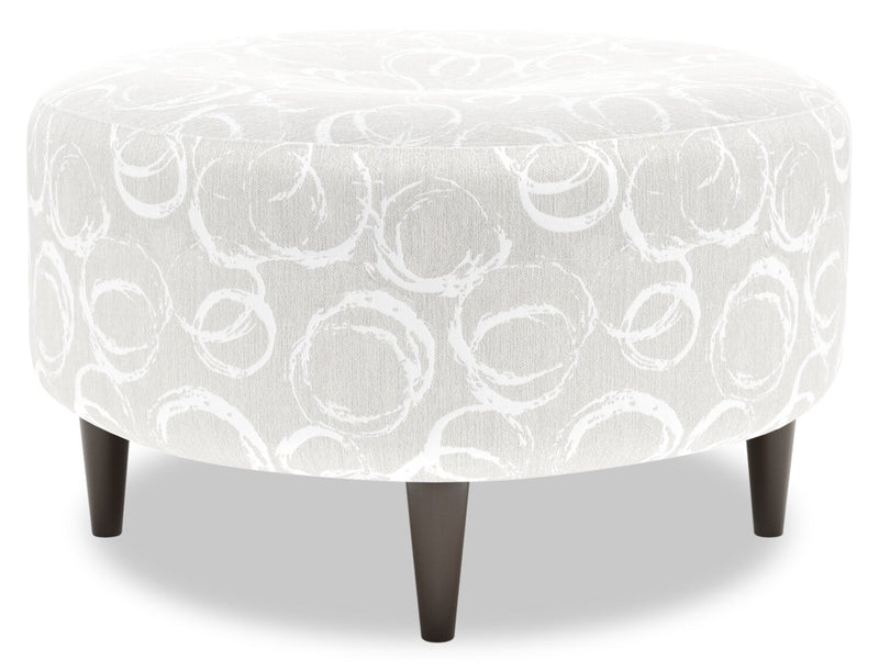 Made in Canada Customizable Sofa Lab The Curve 31\" Fabric Ottoman - Mist White