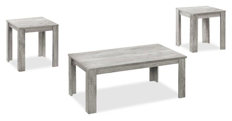 Remy 44\" Traditional 3-Pack Coffee + 2 End Tables - Grey 