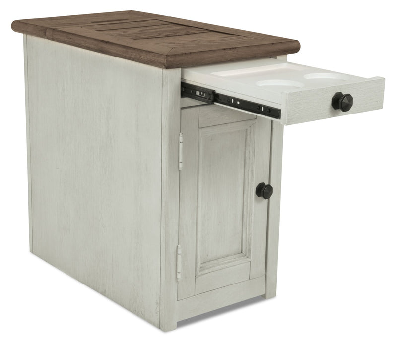 Colby 14\" Rustic Chairside Table with Storage - Two Tone Wood
