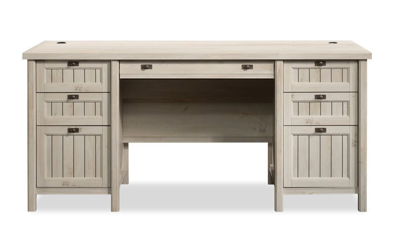 Costa 65.12\" Executive Office Desk with 7-Drawers - Chalked Chestnut